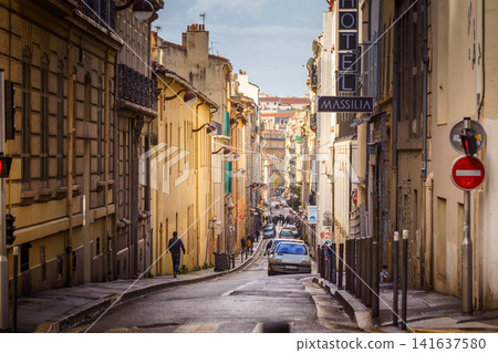 MARSEILLE, FRANCE - 03 Nov 2018 - Streets in the old port part of the city MARSEILLE, FRANCE - 03 Nov 2018 - Streets in the old port part of the city 141637580