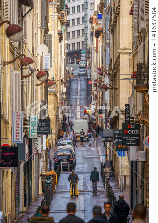 MARSEILLE, FRANCE - 03 Nov 2018 - Streets in the old port part of the city MARSEILLE, FRANCE - 03 Nov 2018 - Streets in the old port part of the city 141637584