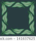 Green leaves square frame on dark green background. Delicate green colors. Vintage leaves background vector illustration. 141637625
