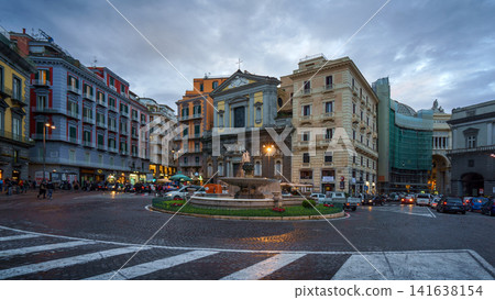 NAPLES, ITALY - NOV 5, 2018 - Fontana del Carciofo or Fountain of the Artichoke on Piazza Trieste E Trento NAPLES, ITALY - NOV 5, 2018 - Fontana del Carciofo or Fountain of the Artichoke on Piazza Trieste E Trento 141638154