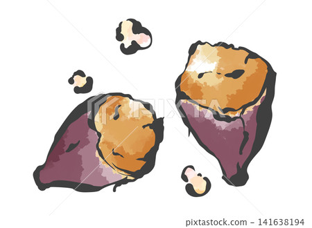 手繪筆觸風格的烤地瓜插圖 手繪筆觸風格的烤地瓜插圖 141638194