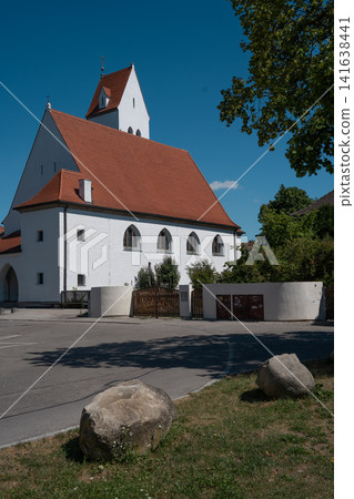 Evangelical Lutheran Erloeserkirche church in Fuerstenfeldbruck, Bavaria, historic Protestant architecture in small German town near Munich Evangelical Lutheran Erloeserkirche church in Fuerstenfeldbruck, Bavaria, historic Protestant architecture in small German town near Munich 141638441