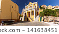Historic Neoclassical Building on Symi Island Waterfront in Dodecanese Greece 141638451