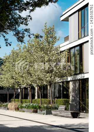 Modern Gilching Town Hall Rathaus - Contemporary Green Architecture - Spring Blossoms And Integrated Ivy Walls Bavaria Germany Modern Gilching Town Hall Rathaus - Contemporary Green Architecture - Spring Blossoms And Integrated Ivy Walls Bavaria Germany 141638761