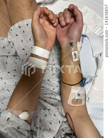 Comparison of both wrists after cardiac catheterization and hemostatic devices/IV lines Comparison of both wrists after cardiac catheterization and hemostatic devices/IV lines 141638857