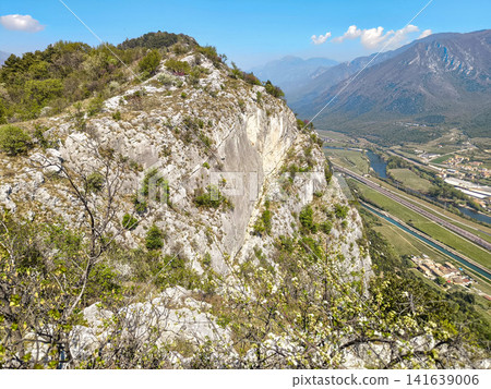 Climbing Garden Placca D Argento At Forte San Marco: Blossoming Trees Framing Cliffside Route In Spring Climbing Garden Placca D Argento At Forte San Marco: Blossoming Trees Framing Cliffside Route In Spring 141639006