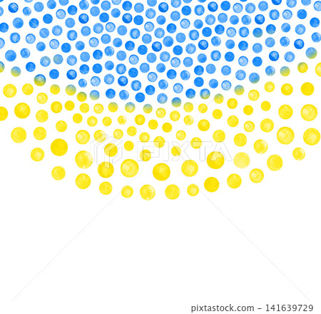 Hand-painted watercolor texture combines golden yellow and sky blue paint blots in dynamic artistic layout. Hand-painted watercolor texture combines golden yellow and sky blue paint blots in dynamic artistic layout. 141639729