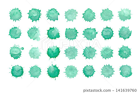 Varied tones range from pale seafoam to deep turquoise, creating fresh contrast within the set. Turquoise mint watercolor paint blobs collection with splatter edges isolated. Varied tones range from pale seafoam to deep turquoise, creating fresh contrast within the set. Turquoise mint watercolor paint blobs collection with splatter edges isolated. 141639760
