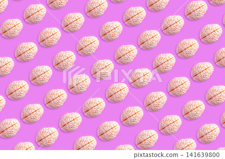 Seamless brain pattern on pink background representing creativity, cognition and neuroscience concept Seamless brain pattern on pink background representing creativity, cognition and neuroscience concept 141639800