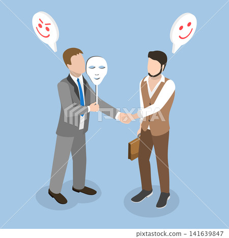 3D Isometric Flat Vector Illustration of Scammer, Victim To Deceptive Scammer Deal 3D Isometric Flat Vector Illustration of Scammer, Victim To Deceptive Scammer Deal 141639847