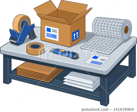Order Packing Workstation for Ecommerce Fulfillment and Warehouse Logistics Order Packing Workstation for Ecommerce Fulfillment and Warehouse Logistics 141639904