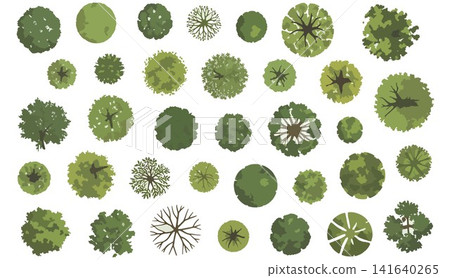 Set of tree top view vector illustration for architectural site plans and landscape design Set of tree top view vector illustration for architectural site plans and landscape design 141640265