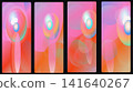 Abstract background with four vertical panels featuring soft glowing spheres and gradient colors. 141640267