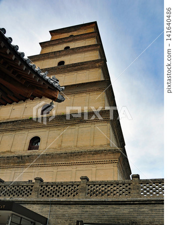 The Giant Wild Goose Pagoda, located within the grounds of the Great Ci'en Temple, a UNESCO World Heritage Site, in Xi'an, China. The Giant Wild Goose Pagoda, located within the grounds of the Great Ci'en Temple, a UNESCO World Heritage Site, in Xi'an, China. 141640486