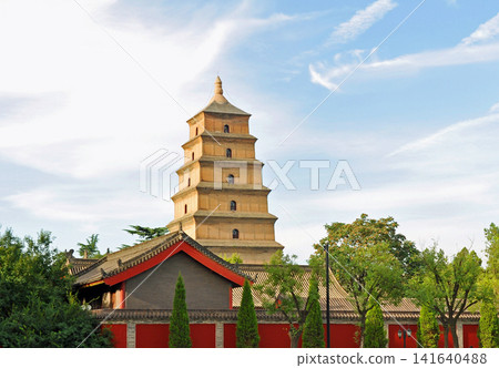 The Giant Wild Goose Pagoda, located within the grounds of the Great Ci'en Temple, a UNESCO World Heritage Site, in Xi'an, China. The Giant Wild Goose Pagoda, located within the grounds of the Great Ci'en Temple, a UNESCO World Heritage Site, in Xi'an, China. 141640488