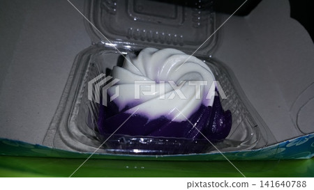 White and blue pudding. 141640788