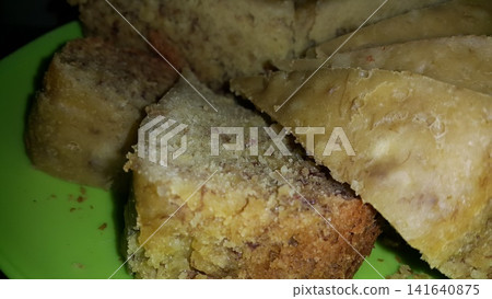 Close up shot of banana sponge cake. Close up shot of banana sponge cake. 141640875