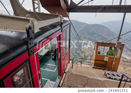 Unzen Ropeway, red gondola, boarding area Unzen Ropeway, red gondola, boarding area 141641351