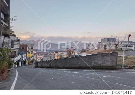 Ikaho Onsen, mountain range, evening view Ikaho Onsen, mountain range, evening view 141641417
