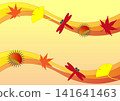 Illustration of a red dragonfly and autumn leaves 141641463