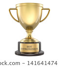 Best Entrepreneur, golden trophy award. 3D rendering 141641474