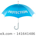 Protection concept with umbrella. 3D rendering 141641486