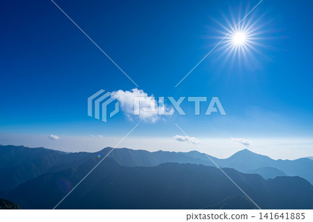 [Mountain scenery] View of Mt. Otensho from the summit of Mt. Yarigatake [Nagano Prefecture] 141641885