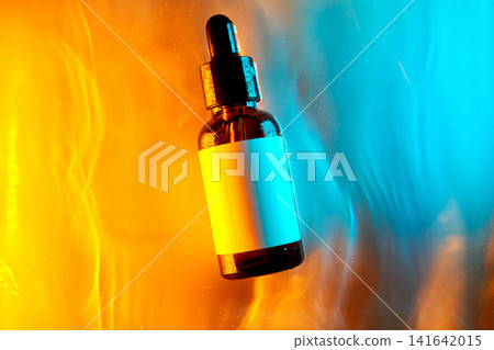 Cosmetic serum dropper bottle with amber glass floating 141642015