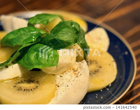 Kiwi and burrata cheese caprese Kiwi and burrata cheese caprese 141642540