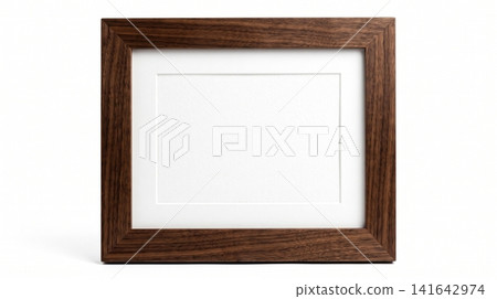 Empty wooden picture frame with white passe-partout isolated on white background photography interior creative portrait landscape minimalist passepartout mounting rectangular isolated Empty wooden picture frame with white passe-partout isolated on white background photography interior creative portrait landscape minimalist passepartout mounting rectangular isolated 141642974