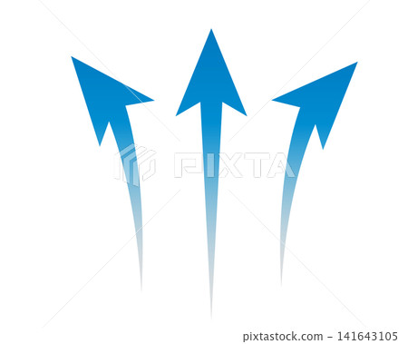Illustration material of a blue curved arrow pointing upwards 141643105