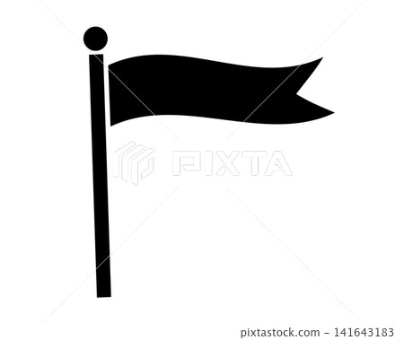 Silhouette icon illustration of a black flag fluttering in the wind. Silhouette icon illustration of a black flag fluttering in the wind. 141643183