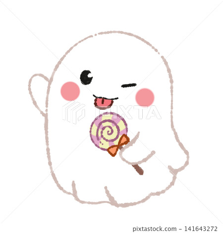 Cute ghost illustration: A ghost holding candy 141643272