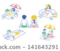 Summer beach relaxation scene set_color 141643291