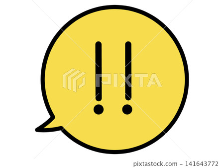 Simple speech bubble illustration, yellow, with two exclamation marks. Simple speech bubble illustration, yellow, with two exclamation marks. 141643772