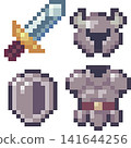Pixel art of game equipment 141644256