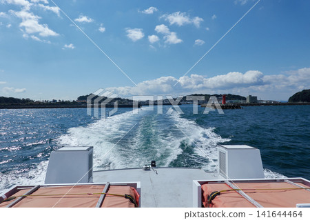 Shinojima Island: High-speed ferry wake, breakwater lighthouse Shinojima Island: High-speed ferry wake, breakwater lighthouse 141644464
