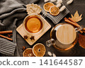 Concept of Hygge, warm and cozy composition, top view 141644587