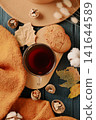 Concept of Hygge, warm and cozy composition, top view 141644589