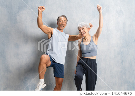 Senior men and women in training wear Sports image Senior men and women in training wear Sports image 141644670