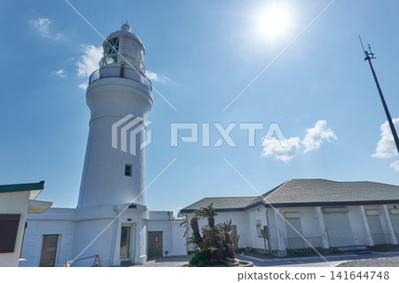 Omaezaki Lighthouse, white tower, backlit Omaezaki Lighthouse, white tower, backlit 141644748