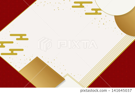 A Japanese-modern New Year's background featuring golden and crimson geometric patterns. A Japanese-modern New Year's background featuring golden and crimson geometric patterns. 141645037