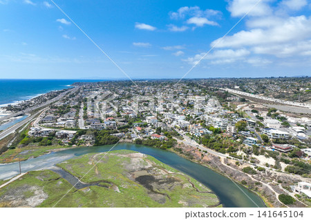 Aerial view of Cardiff by the Sea, beach community in the incorporated city of Encinitas in San Diego County, California, USA. Aerial view of Cardiff by the Sea, beach community in the incorporated city of Encinitas in San Diego County, California, USA. 141645104