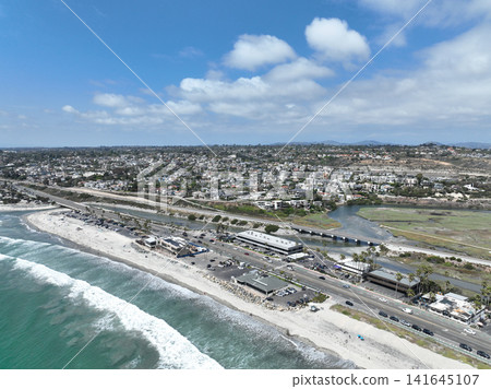Aerial view of Cardiff by the Sea, beach community in the incorporated city of Encinitas in San Diego County, California, USA. Aerial view of Cardiff by the Sea, beach community in the incorporated city of Encinitas in San Diego County, California, USA. 141645107