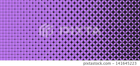 Purple geometric star gradation background. Sparkle grid gradient pattern. Abstract repeating mosaic pattern wallpaper. Repeated retro lattice wireframe backdrop. Vector texture pattern 141645223