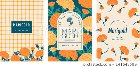 Marigold background design, A4 size ratio Marigold background design, A4 size ratio 141645599