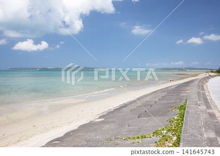 Emerald green sea, white sandy beach and bridge Emerald green sea, white sandy beach and bridge 141645743