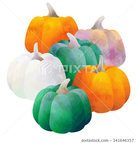 Watercolor-style vector pumpkin illustration, colorful Watercolor-style vector pumpkin illustration, colorful 141646357