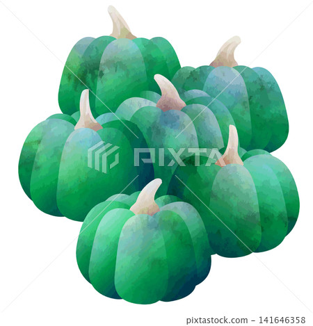 Watercolor-style vector pumpkin illustration (green) 141646358