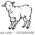 A cute ink painting of a lamb, perfect for New Year's cards for the Year of the Sheep. 141646946